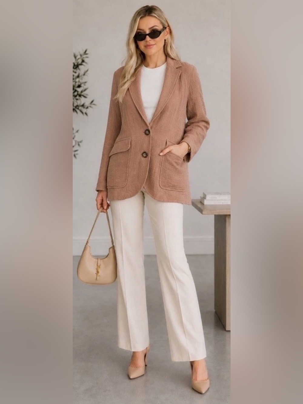 Madewell Linen/Cotton Blend Oversized Blazer XS